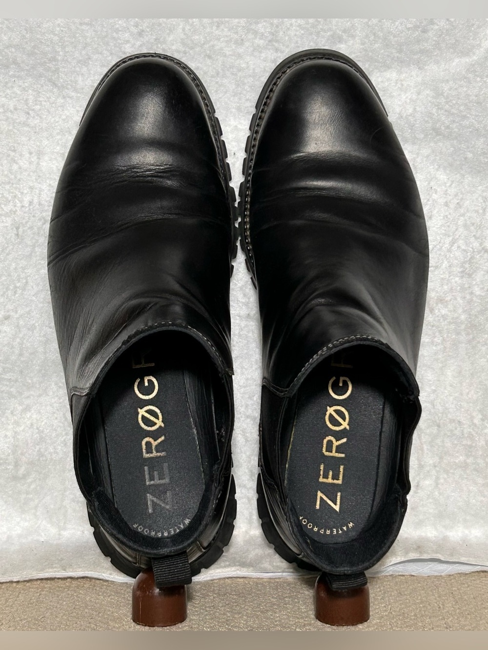 Cole Haan Mens Black Leather Zerogrand Waterproof Chelsea Pull On Boots SZ 11M - Picture 5 of 11